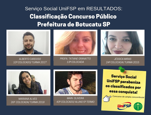 Serviço Social UniFSP representado na lista dos classificados ✔️